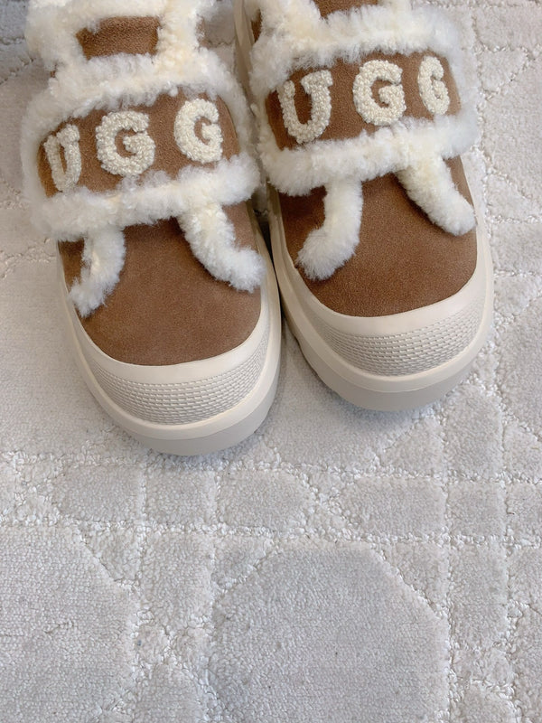 UGG Tazz Slipper Loafers Brown Mix Beige Suede and Fleece 516904