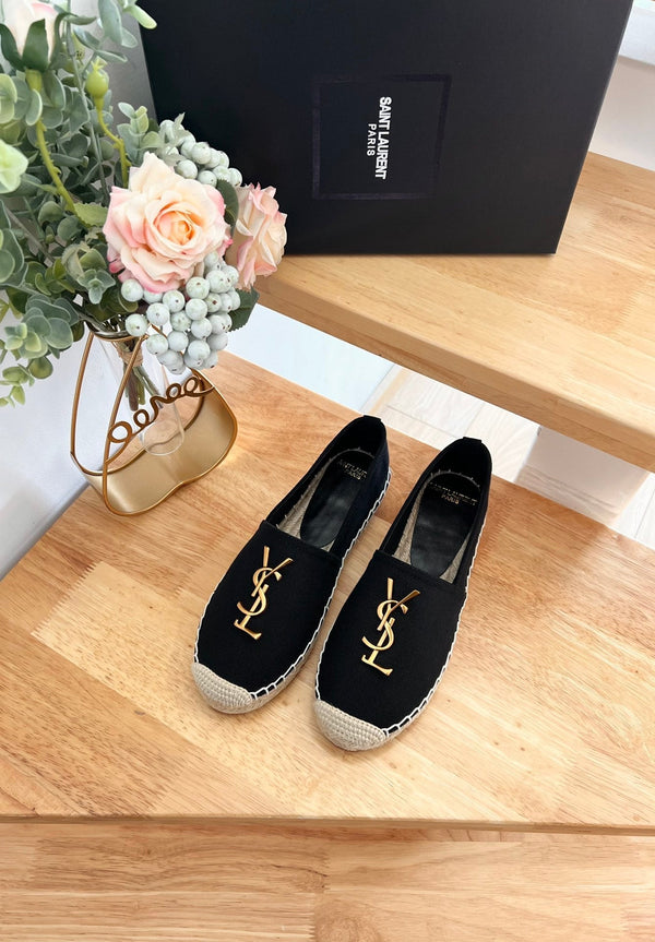 SL YVES LOGO SLIP ON BLACK CANVAS