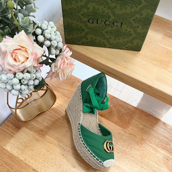 GG Crochet platform Espadrilles Jade Green