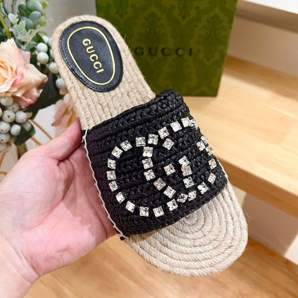 GG Casual Style Logo Sandals Black