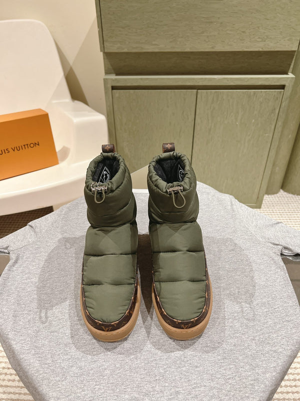 LV Cloud Ankle Boot Sneaker Olive Green Nylon Monogram Canvas