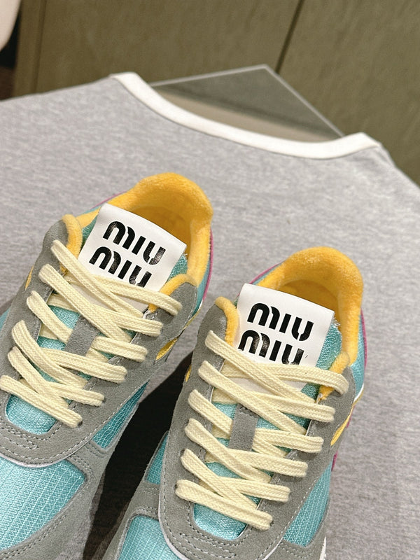 Miu Gymnasium Sneakers Mulitcolor Technical Fabric & Suede 445727