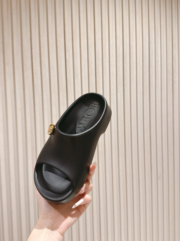Loewe Foam Pebble Slide Black Rubber 306796