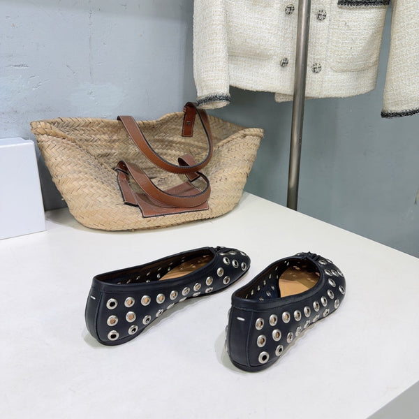 MM Bellissima Ballerina Eyelet Details Black Cowhide 893694