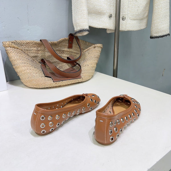 MM6 Bellissima Ballerina Eyelet Details Brown Cowhide 893695