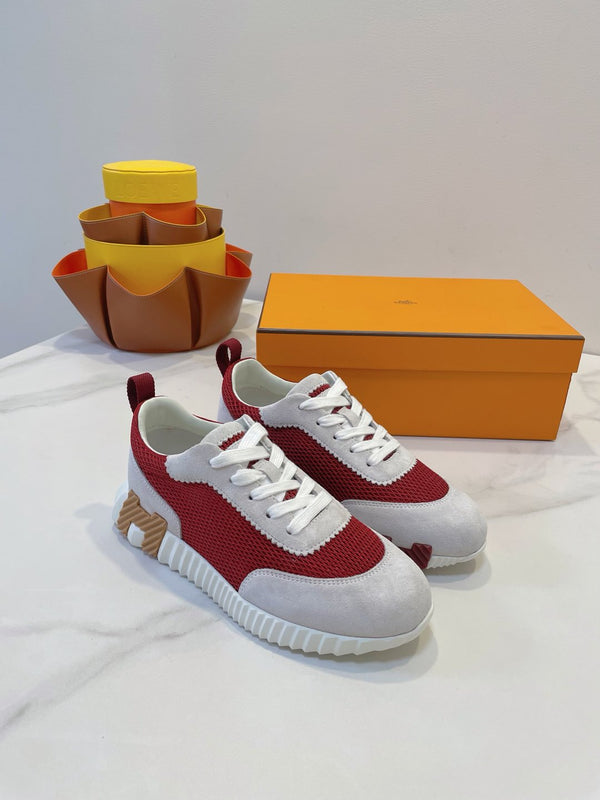HM Bouncing sneaker Beige Gray mix Red Fabric with Suede 212285