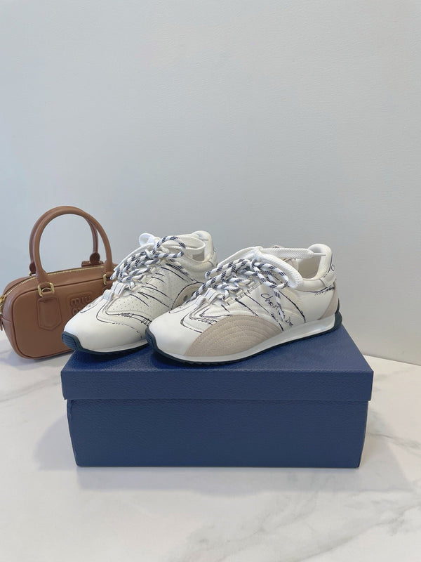 CD 26s D-Sketch Sneakers White Suede Lambskin 908096