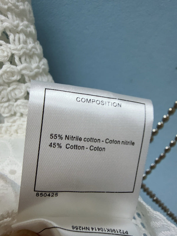 CC Crochet Peplum Mini Tank White Nitrile Cotton 351393