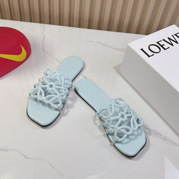 Petal Anagram Slide in Sky Blue Soft Calfskin 273743