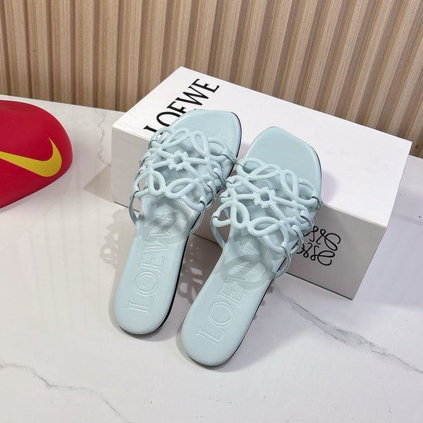 Petal Anagram Slide in Sky Blue Soft Calfskin 273743