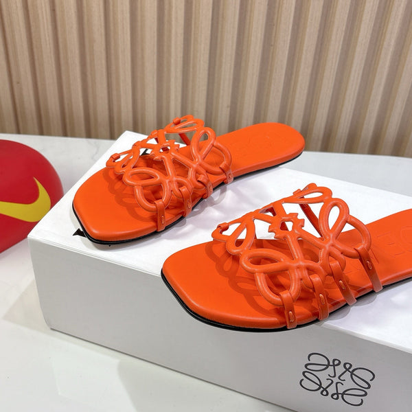 Petal Anagram Slide in Orange Soft Calfskin 273740