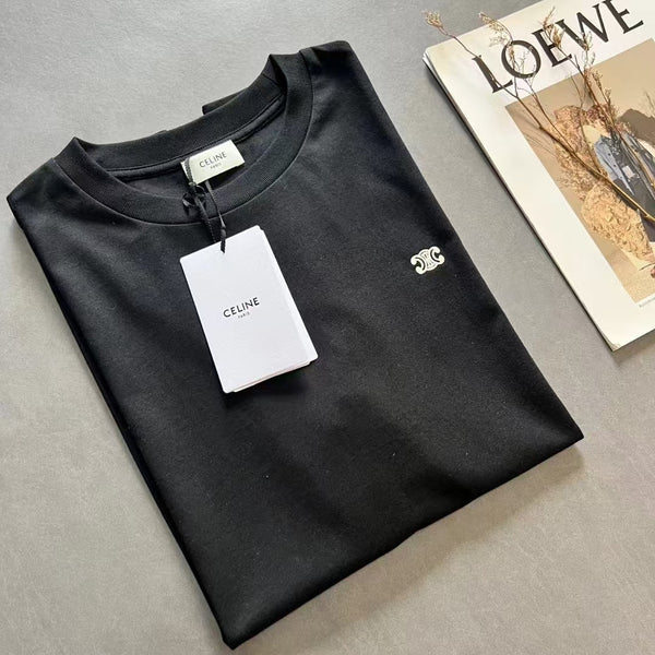 Celine Triomphe Loose T-shirt Black White Cotton 350444