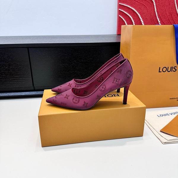 LV GALA High Heels Series Shoes 75mm Mulberry Mesh 542217