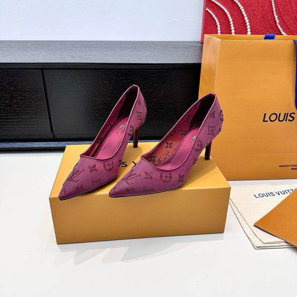 LV GALA High Heels Series Shoes 75mm Mulberry Mesh 542217