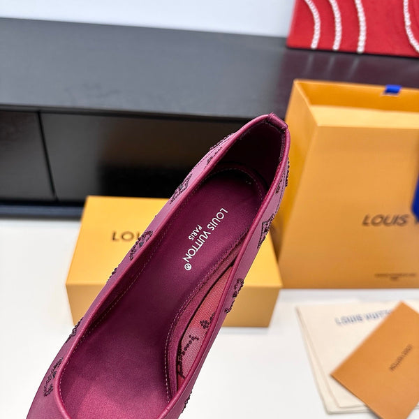 LV GALA High Heels Series Shoes 75mm Mulberry Mesh 542217
