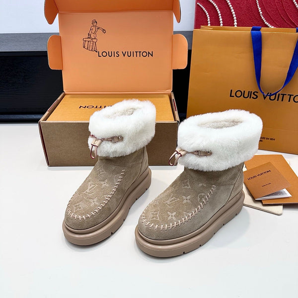 LV Cortina Low Boots Khahi Suede Wool 542235