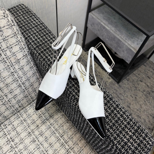 CC 2026 Slingback 4cm White Patent Leather 688713