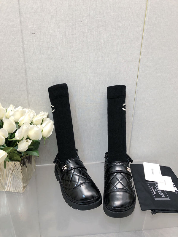 CHUNKY PLATFORM SHEARLING SLIPPER BLACK LAMBSKIN