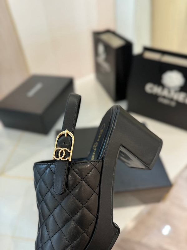 high heel 100 slingback sandal black quilted calfskin
