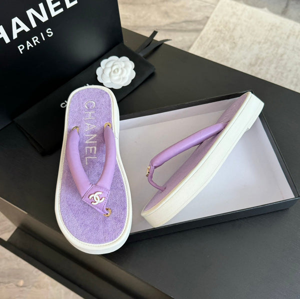 CC 26s Thick-soled Flip-Flops Lavender Purple Lambskin