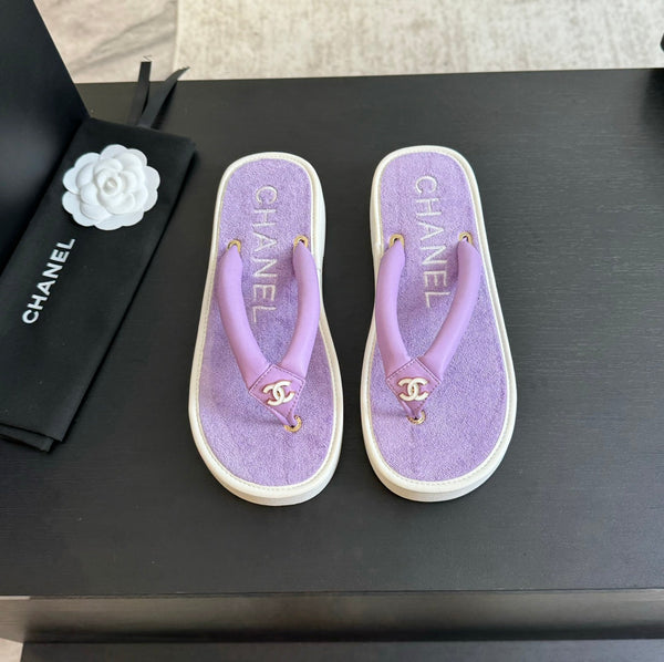 CC 26s Thick-soled Flip-Flops Lavender Purple Lambskin