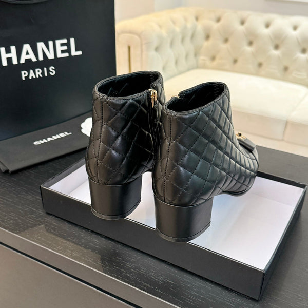 CC Ankle Boots 50mm Black Quilted Lambskin
