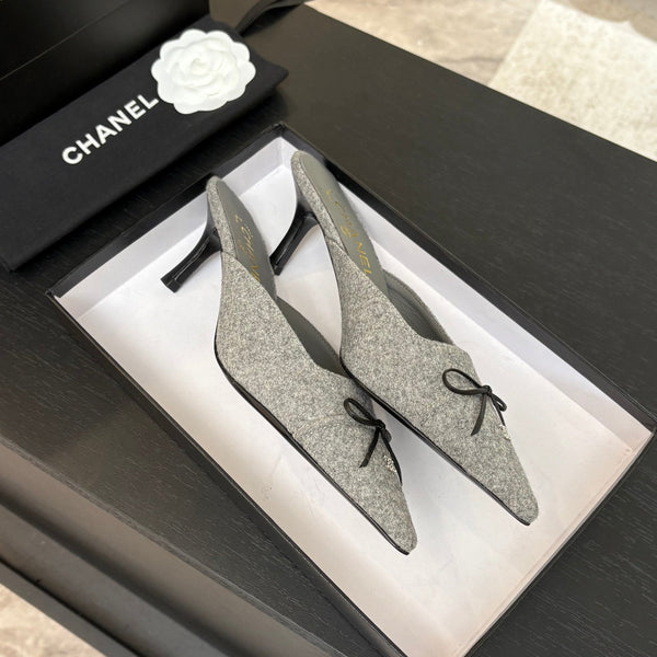 HIGH HEEL MULE 65 MM IN DOVE GRAY FELT COTH