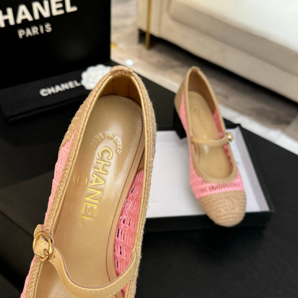 CC 25P Mary Jane 50mm Beige Pink Raffia 373788