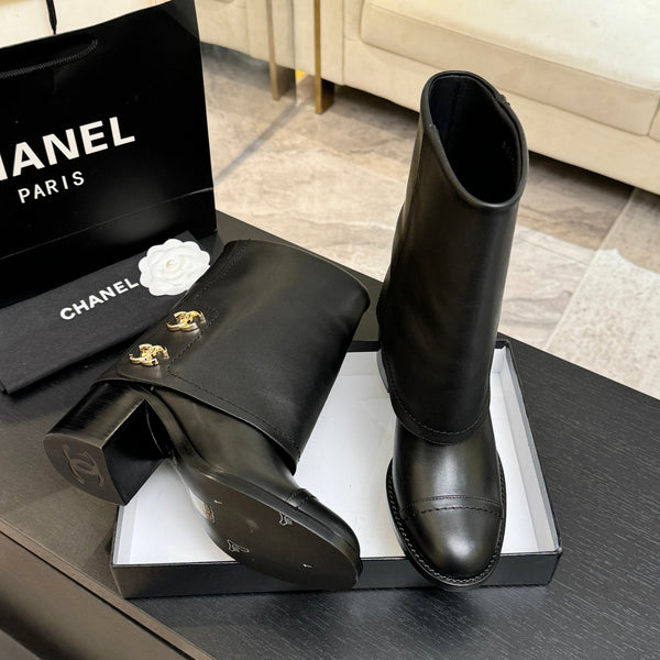 CC 26s Chunky Heel Trouser Ankle Boots Black Sheepskin 673034