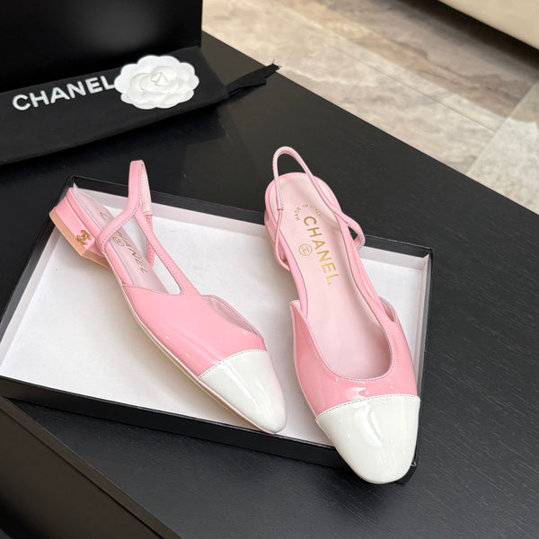 CC 26s Classic Slingback Flat Pink White Patent Leather 907642
