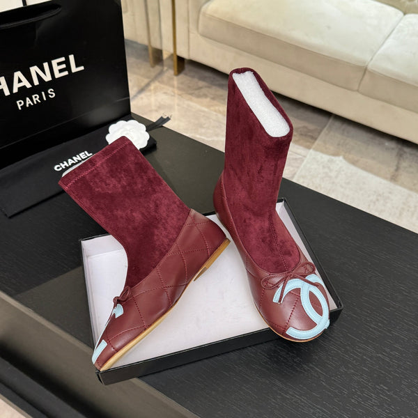CC 26s Cap-Toe Sock Boots Burgundy Suede Leather 106822