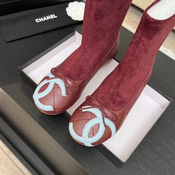 CC 26s Cap-Toe Sock Boots Burgundy Suede Leather 106822