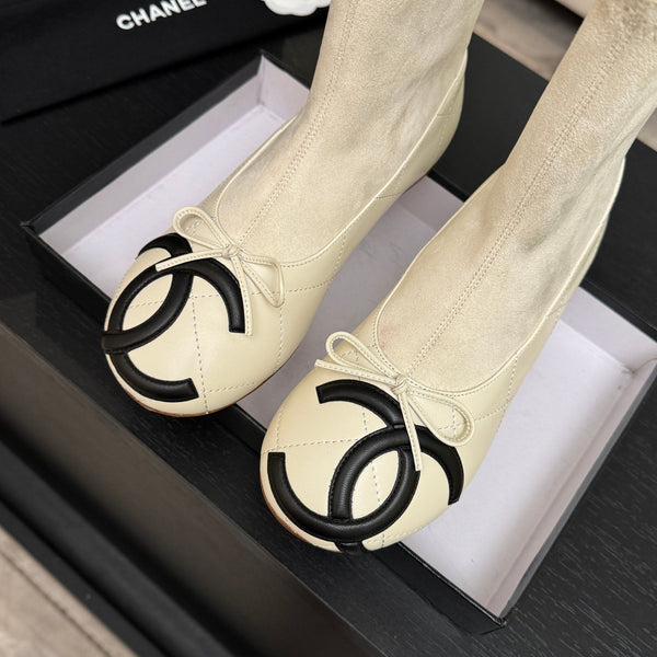 CC 26s Cap-Toe Sock Boots Off-White Suede Leather 106826