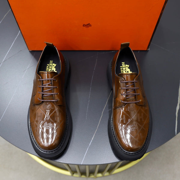 HM Men's Derby Shoes Brown Patent Leather 581372