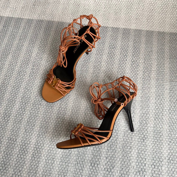 BABYLONE SANDALS 90 IN TAN LAMBSKIN