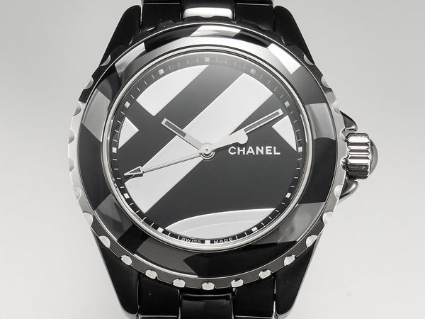 J12 38mm Automatic Limited Untitled H5582 Black Ceramic Black Steel Dial