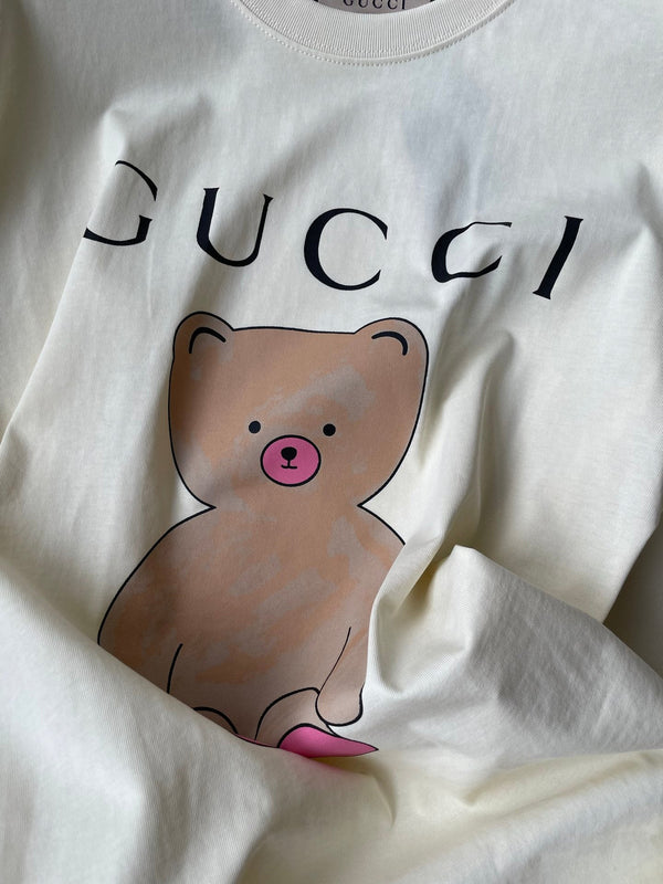 Gucci 25 Bear T-shirt White Brown Cotton