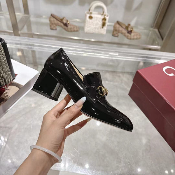 GG Women's Loafer Pump 55mm Horsebit Black Patent leather 502603