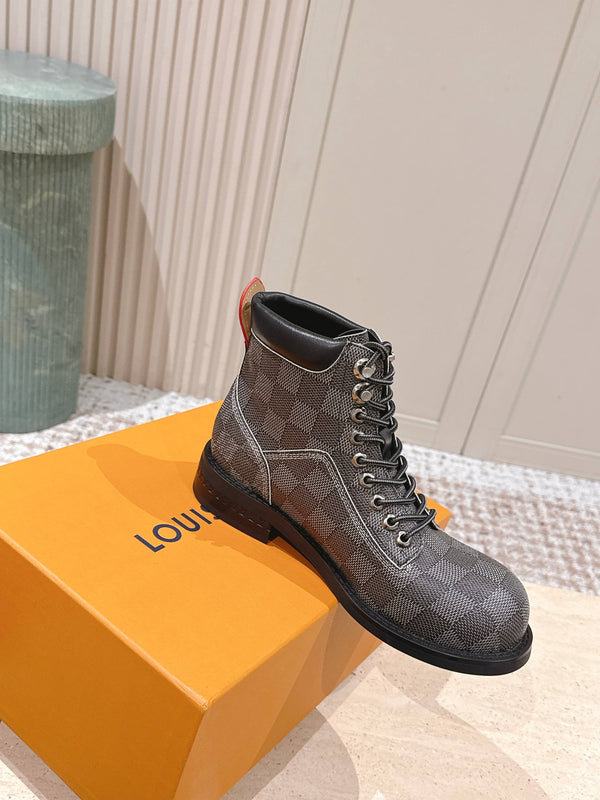 LV Ankle Boots Grey Black Damier Canvas 555690