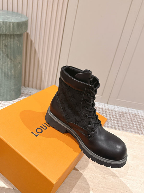 LV Boot Ranger Boots Black Cotton & Cowhide 556604