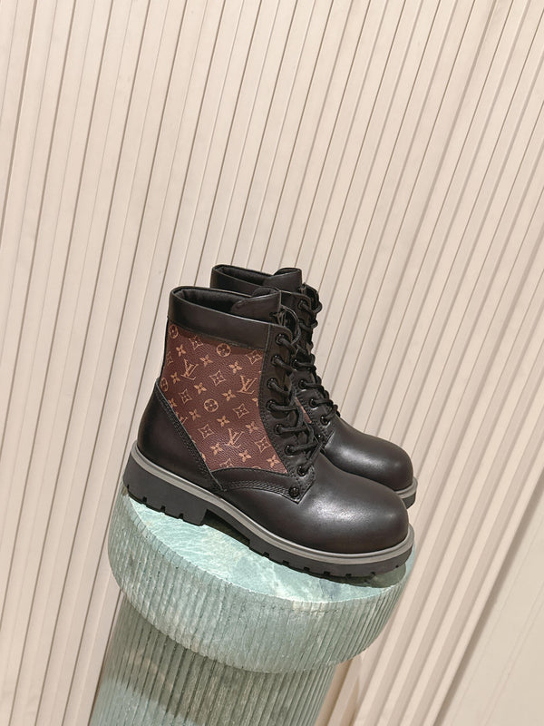 LV Boot Ranger Boots Black Brown Monogram Canvas & Cowhide 556605