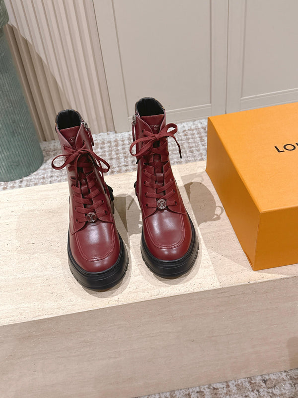 LV Squad Lace-up Ankle Boot 5cm Burgundy Cowhide 576972