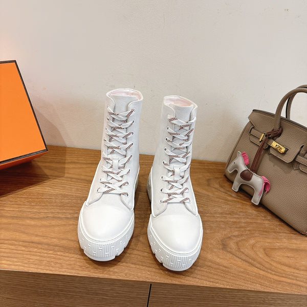 HM 26S Fresh Ankle Boots 4cm White Suede Leather 110601