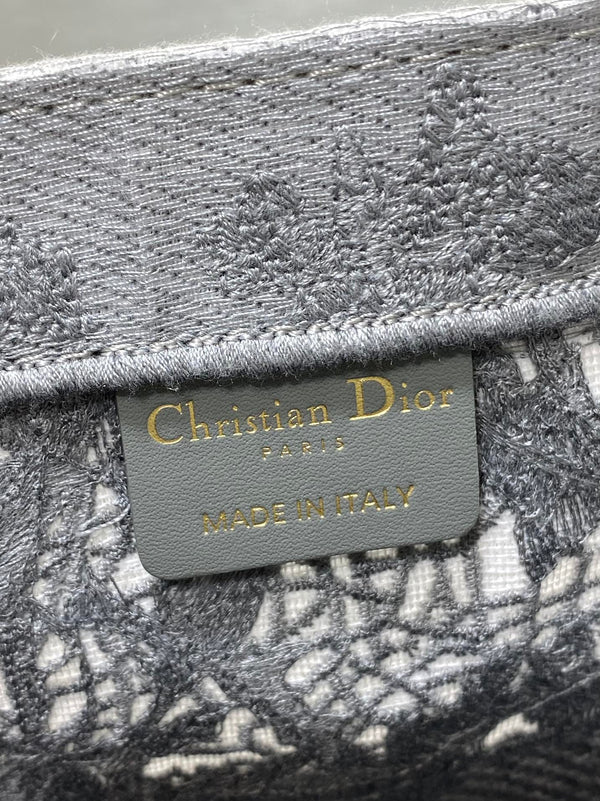 CD Medium Dior Book Tote Scotland’s National Flower Pattern Grey Cotton