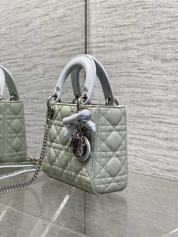 CD 2026 Mini Lady Dior Bag Grey Charcoal Lambskin 286581