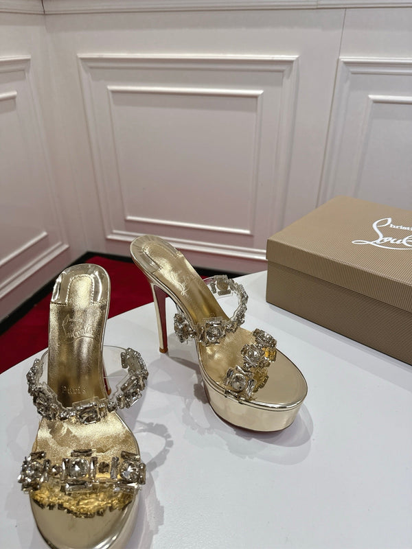 CL 26s Solo Zee Platform Sandals 16cm Gold Metallic Leather 912433