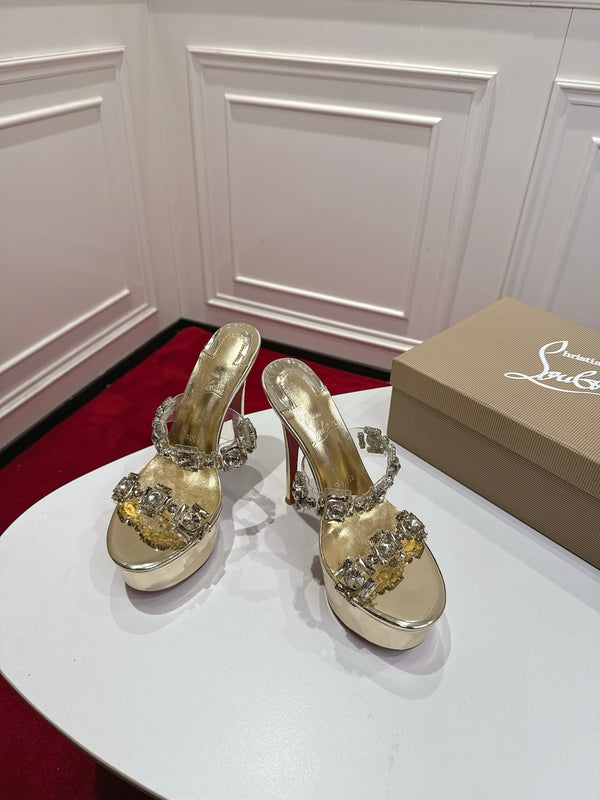 CL 26s Solo Zee Platform Sandals 16cm Gold Metallic Leather 912433