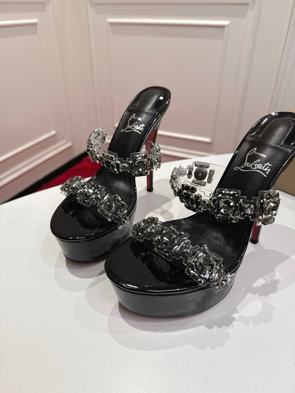 CL 26s Solo Zee Platform Sandals 16cm Black Patent Leather 912437