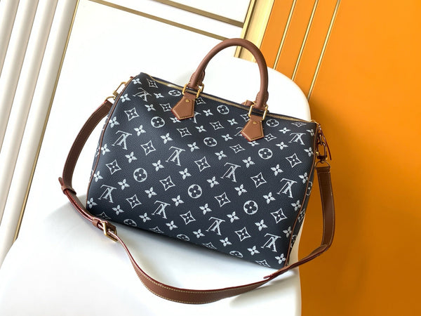 LV Speedy Bandoulière 40cm Royal Blue Monogram Calfskin GHW
