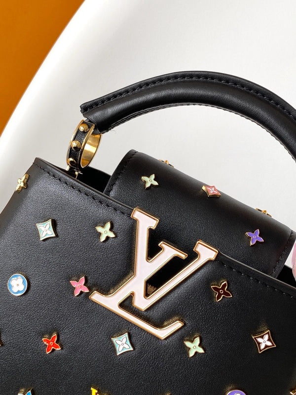 LV x TM Capucines Mini 21cm Black Taurillon Cowhide & Metallic Studs GHW